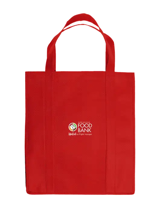 Eco Reusable Jumbo Red Shopping Bag w/Arkansas Foodbank Logo