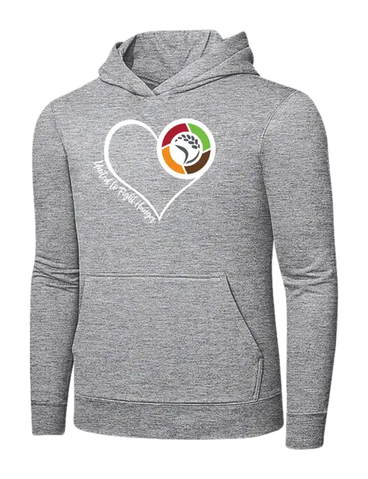 Light Grey Heather 7.8 oz Ring Spun Hooded Sweatshirt w/Heart Design Logo