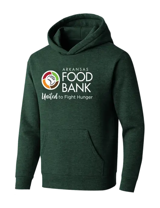 BELLA+CANVAS Heather Forest Sponge Fleece Pullover Hoodie w/Arkansas Foodbank Logo