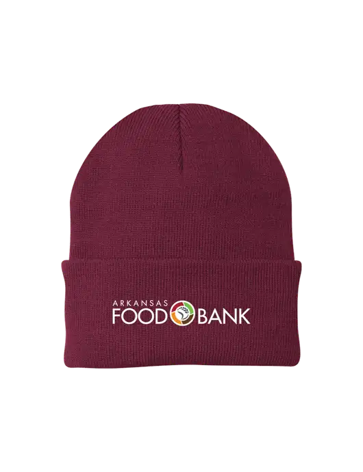 Maroon Knit Cap w/Arkansas Foodbank Logo