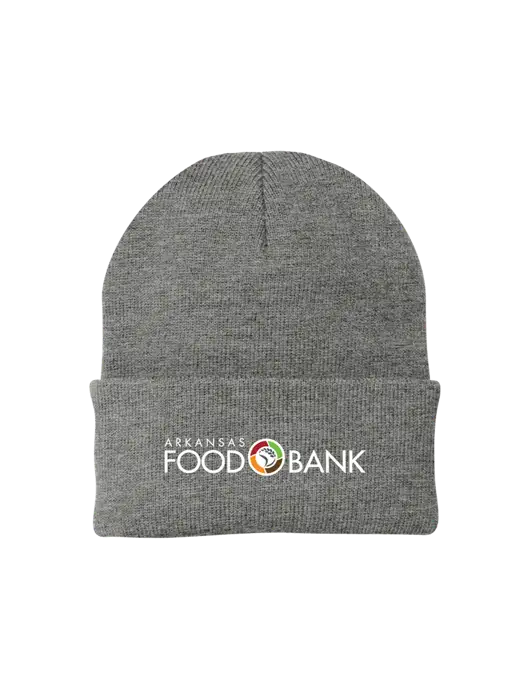 Medium Grey Heather Knit Cap w/Arkansas Foodbank Logo