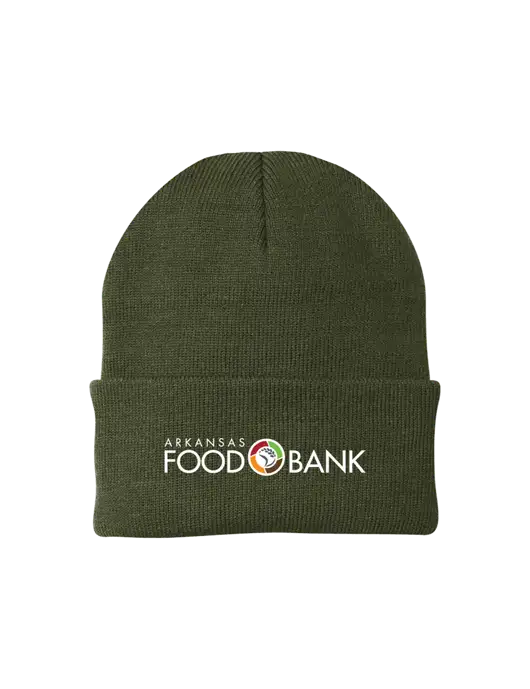 Dark Olive Green Knit Cap w/Arkansas Foodbank Logo