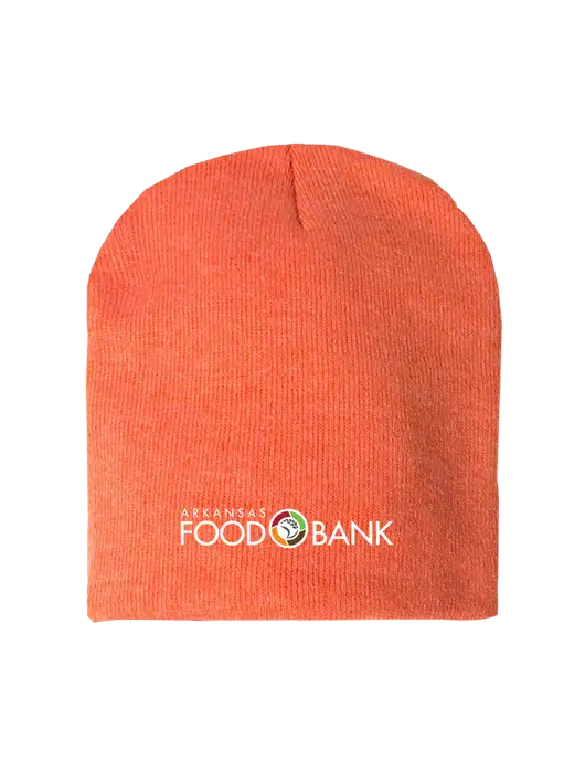 Orange Heather Element Knit Beanie w/Arkansas Foodbank Logo