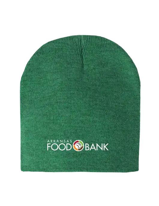Kelly Green Heather Element Knit Beanie w/Arkansas Foodbank Logo