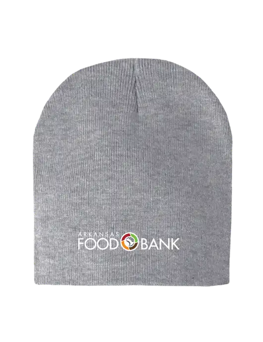 Light Grey Heather Element Knit Beanie w/Arkansas Foodbank Logo