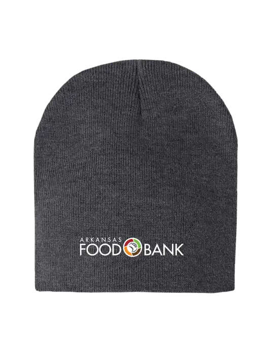 Charcoal Heather Element Knit Beanie w/Arkansas Foodbank Logo