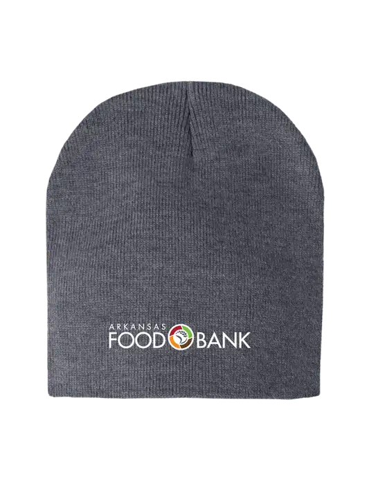 Dark Grey Heather Element Knit Beanie w/Arkansas Foodbank Logo