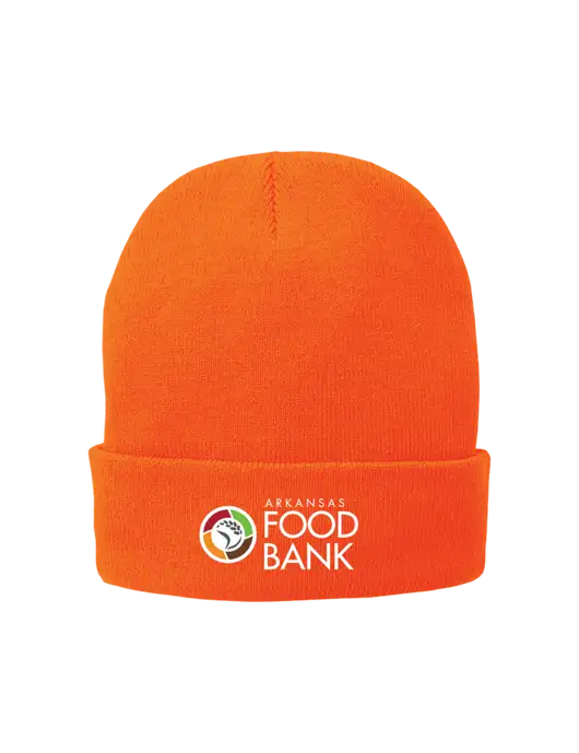 Orange Fleece-Lined Knit Cap w/Arkansas Foodbank Logo