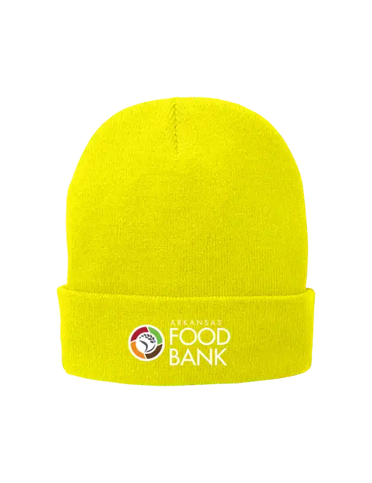 Yellow Fleece-Lined Knit Cap w/Arkansas Foodbank Logo