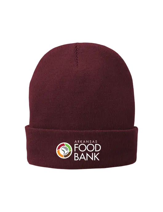 Maroon Fleece-Lined Knit Cap w/Arkansas Foodbank Logo