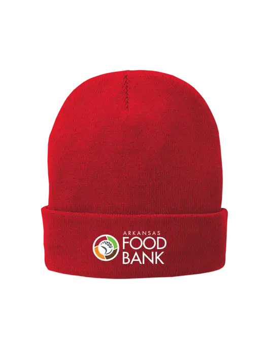 Red Fleece-Lined Knit Cap w/Arkansas Foodbank Logo