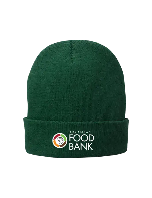 Dark Green Fleece-Lined Knit Cap w/Arkansas Foodbank Logo