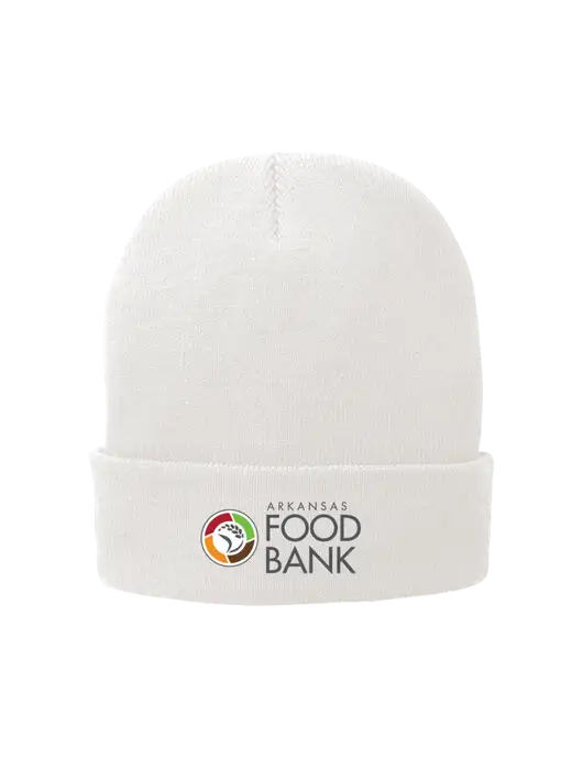 White Fleece-Lined Knit Cap w/Arkansas Foodbank Logo