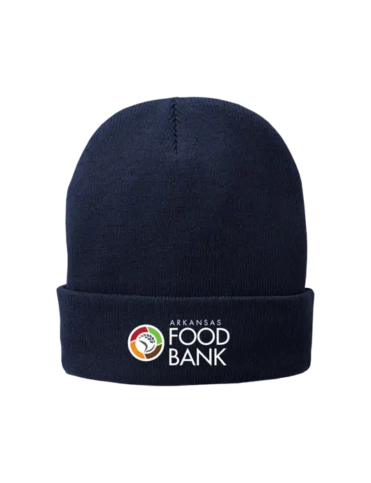 Dark Navy Fleece-Lined Knit Cap w/Arkansas Foodbank Logo