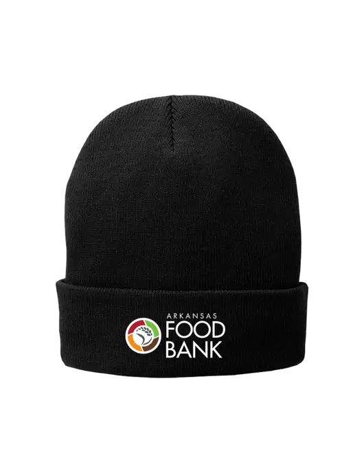 Black Fleece-Lined Knit Cap w/Arkansas Foodbank Logo