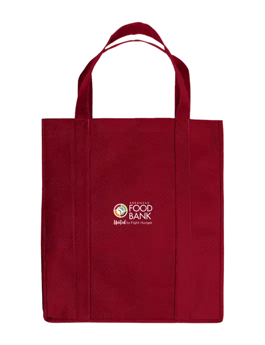 Eco Reusable Jumbo Maroon Shopping Bag w/Arkansas Foodbank Logo