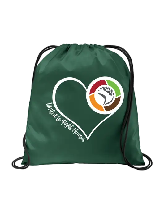 Drawstring Dark Green Cinch Pack w/Heart Design Logo