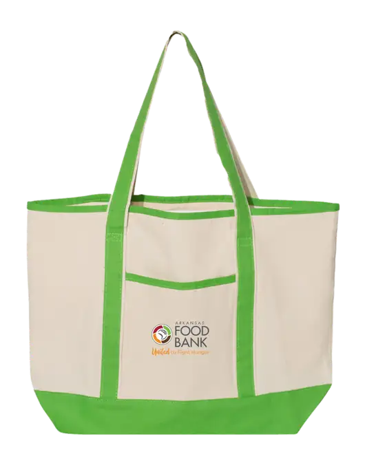 Natural/Light Kelly Large Canvas Deluxe Tote w/Arkansas Foodbank Logo