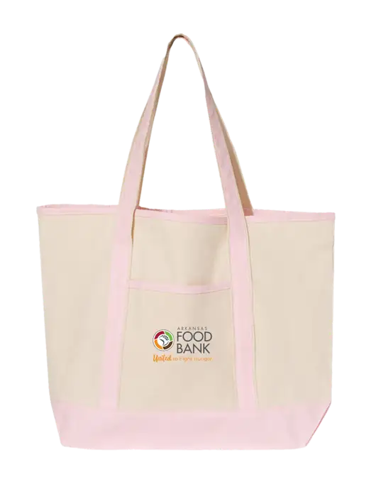 Natural/Light Pink Large Canvas Deluxe Tote w/Arkansas Foodbank Logo