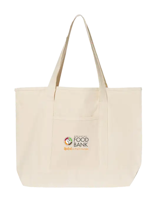 Natural Large Canvas Deluxe Tote w/Arkansas Foodbank Logo