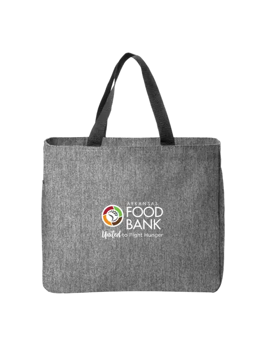 Essential Medium Grey Heather Tote w/Arkansas Foodbank Logo