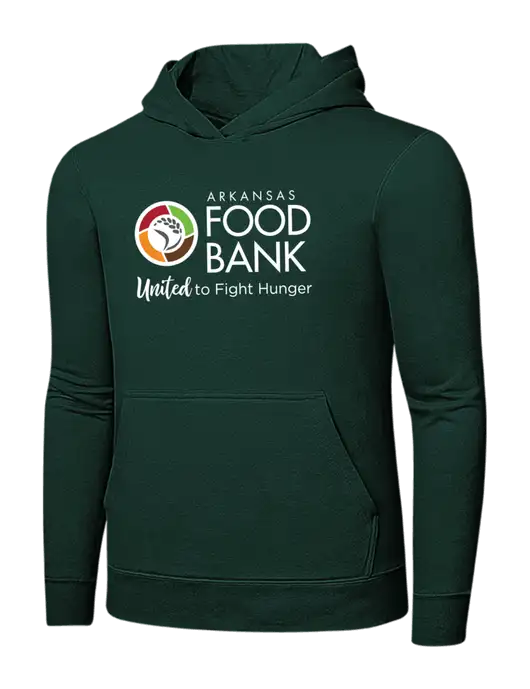Dark Green 7.8 oz Ring Spun Hooded Sweatshirt w/Arkansas Foodbank Logo