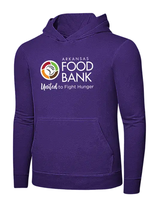 Purple 7.8 oz Ring Spun Hooded Sweatshirt w/Arkansas Foodbank Logo