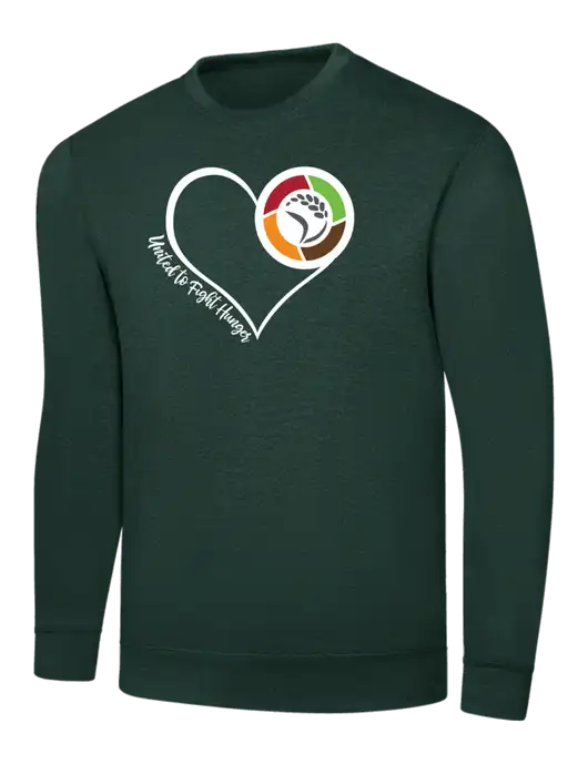 Dark Green 7.8 oz Ring Spun Crew Sweatshirt w/Heart Design Logo