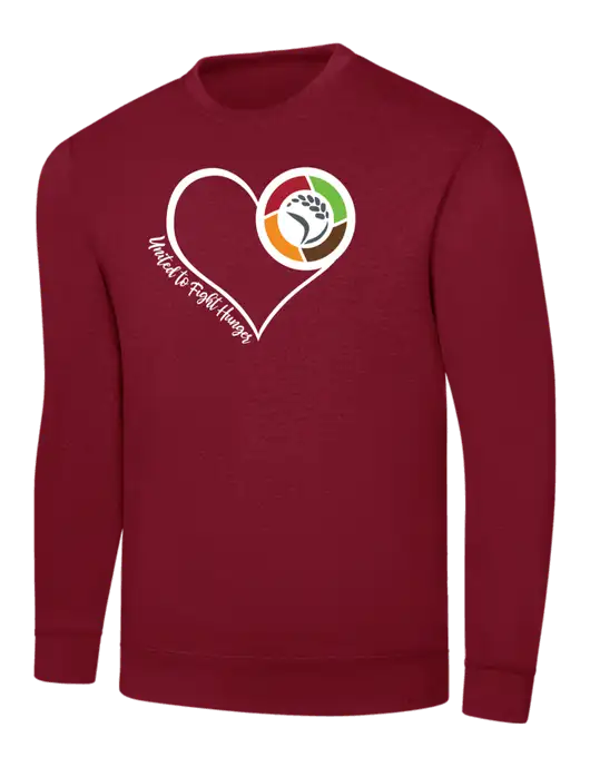 Dark Cardinal 8.5 oz Ring Spun Crew Sweatshirt w/Heart Design Logo