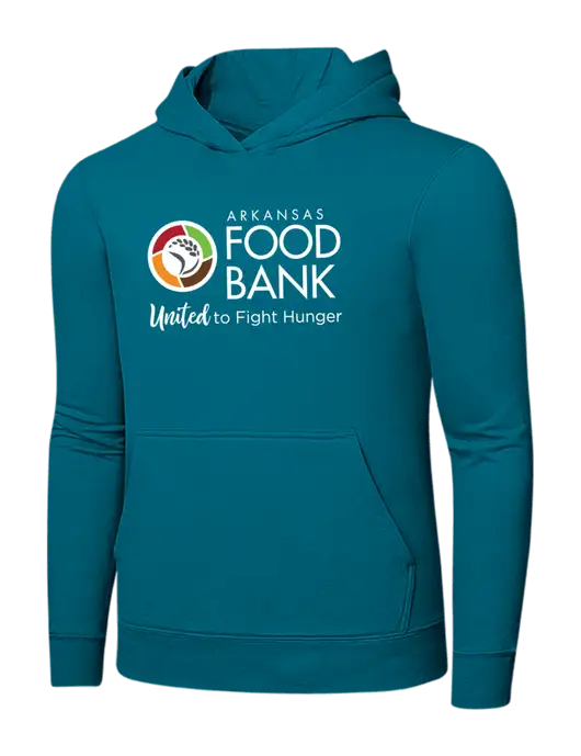 Dark Teal 7.8 oz Ring Spun Hooded Sweatshirt w/Arkansas Foodbank Logo