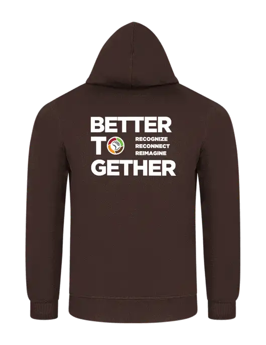 Dark Chocolate Brown 7.8 oz Ring Spun Hooded Sweatshirt w/Better Together Logo, Arkansas Foodbank Logo