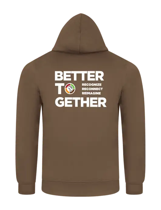 Medium Brown 7.8 oz Ring Spun Hooded Sweatshirt w/Better Together Logo, Arkansas Foodbank Logo