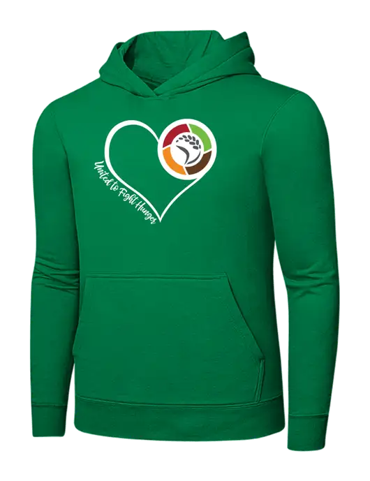 Dark Kelly Green 7.8 oz Ring Spun Hooded Sweatshirt w/Heart Design Logo
