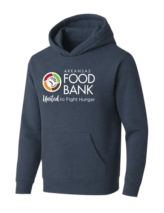 BELLA+CANVAS Heather Navy Sponge Fleece Pullover Hoodie w/Arkansas Foodbank Logo