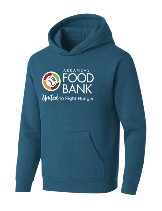 BELLA+CANVAS Heather Deep Teal Sponge Fleece Pullover Hoodie w/Arkansas Foodbank Logo