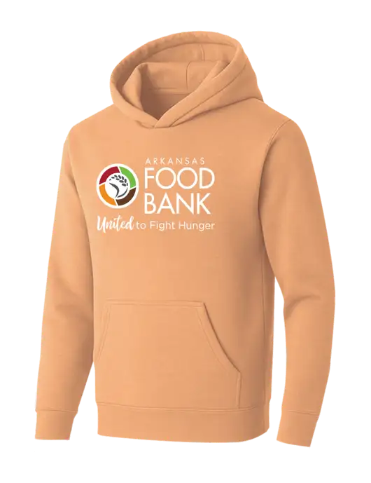 BELLA+CANVAS Peach Sponge Fleece Pullover Hoodie w/Arkansas Foodbank Logo