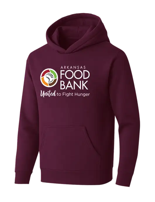 BELLA+CANVAS Maroon Sponge Fleece Pullover Hoodie w/Arkansas Foodbank Logo