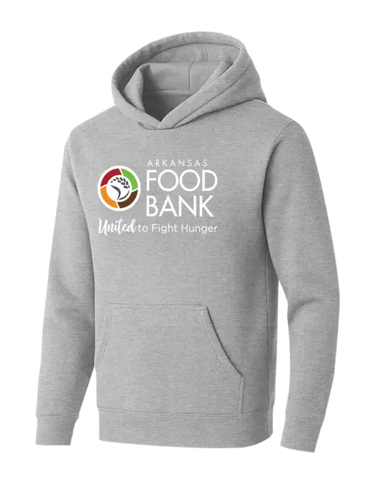 BELLA+CANVAS Light Grey Heather Sponge Fleece Pullover Hoodie w/Arkansas Foodbank Logo