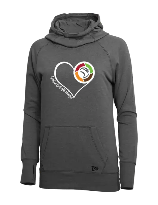 New Era Black Heather Womens Tri-Blend Fleece Pullover Hoodie w/Heart Design Logo
