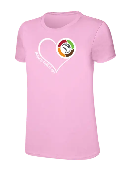 Womens Ring Spun Candy Pink 4.5 oz T-Shirt w/Heart Design Logo