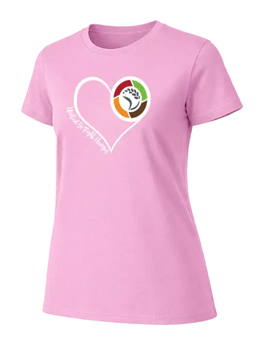 Womens Ring Spun Candy Pink 4.5 oz T-Shirt w/Heart Design Logo
