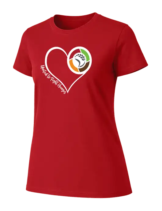 Womens Ring Spun Bright Red 4.5 oz T-Shirt w/Heart Design Logo