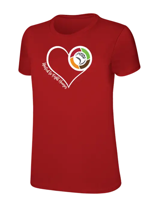 Womens Ring Spun Bright Red 4.5 oz T-Shirt w/Heart Design Logo