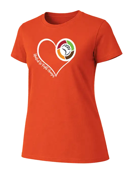 Womens Ring Spun Orange 4.5 oz T-Shirt w/Heart Design Logo