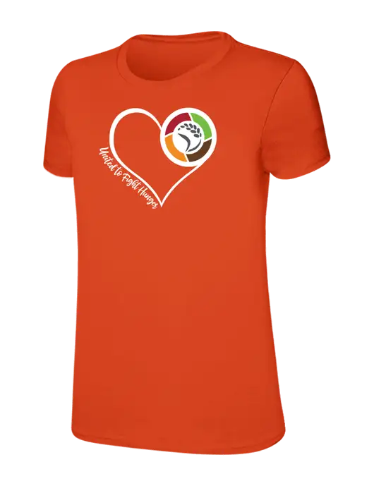 Womens Ring Spun Orange 4.5 oz T-Shirt w/Heart Design Logo