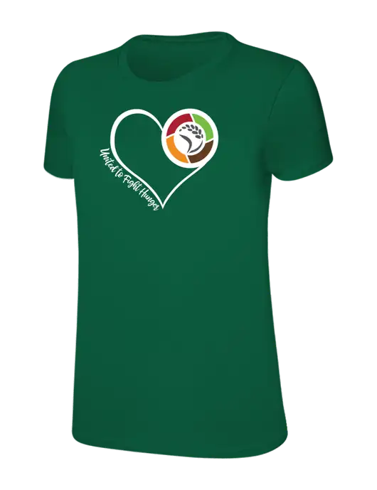 Womens Ring Spun Kelly Green 4.5 oz T-Shirt w/Heart Design Logo