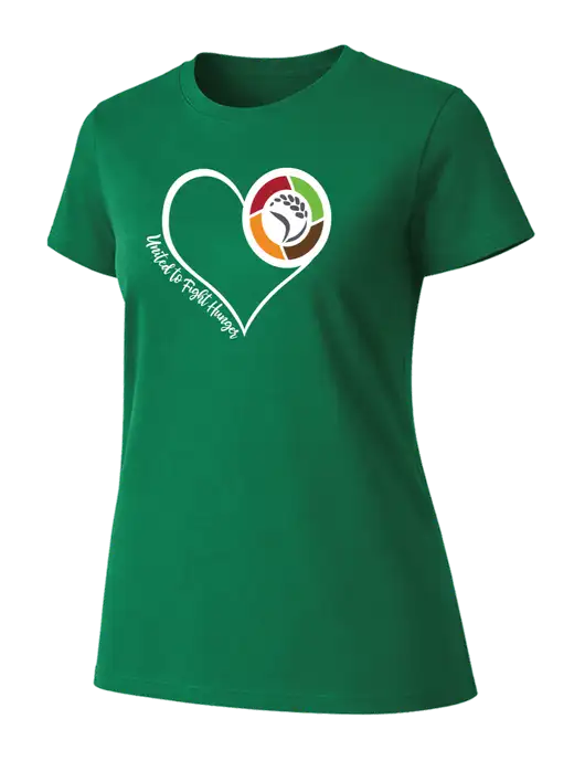 Womens Ring Spun Kelly Green 4.5 oz T-Shirt w/Heart Design Logo