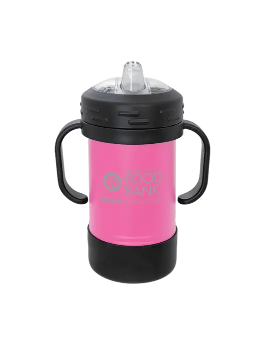 Polar Camel 10 oz Powder Coated Pink Sippy Cup w/Arkansas Foodbank Logo