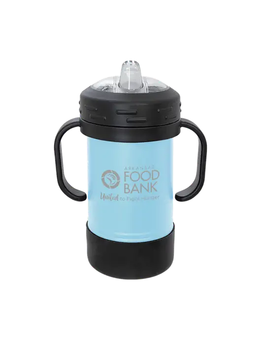 Polar Camel 10 oz Powder Coated Light Blue Sippy Cup w/Arkansas Foodbank Logo