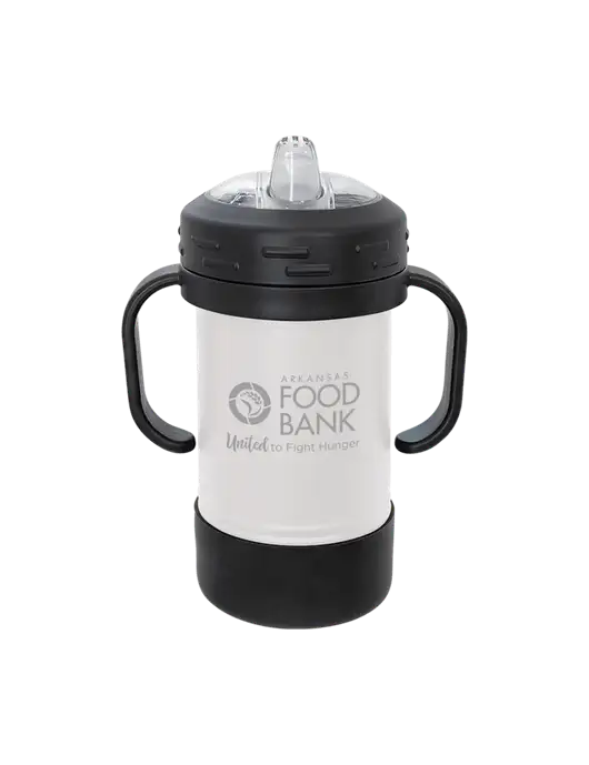 Polar Camel 10 oz Powder Coated White Sippy Cup w/Arkansas Foodbank Logo